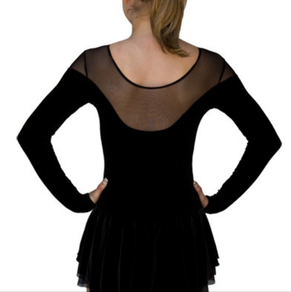 Chloe Noel DLV04 Figure Skating Velvet Double Layer Mesh Dress (Black) - size CS - Picture 4 of 6